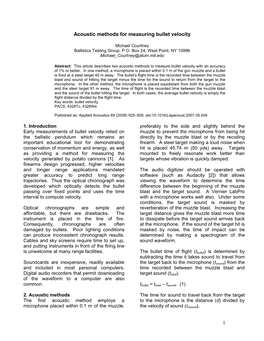 1 Acoustic Methods for Measuring Bullet Velocity