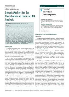 Genetic Markers for Sex Identification in Forensic DNA Analysis