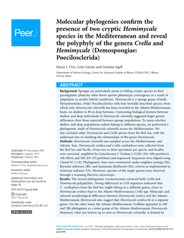 Molecular Phylogenies Confirm the Presence of Two Cryptic Hemimycale