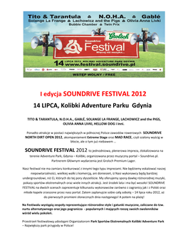 I Edycja SOUNDRIVE FESTIVAL 2012 14 LIPCA, Kolibki Adventure Parku Gdynia