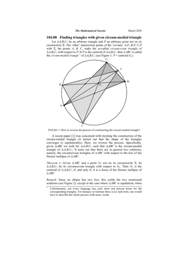 104.08 Finding Triangles with Given Circum-Medial Triangle