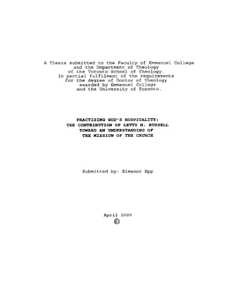 Feminist Perspectives on the Mission of the Church ...37 Contribution of Rosemary Radford Ruether