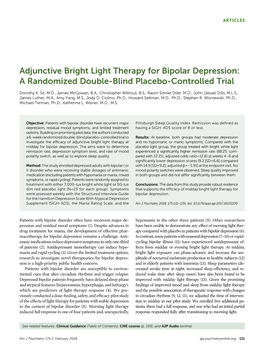 Adjunctive Bright Light Therapy for Bipolar Depression: a Randomized Double-Blind Placebo-Controlled Trial