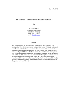 The Savings and Loan Crisis in the Shadow of the 2000S