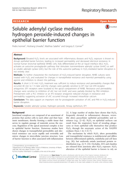 Soluble Adenylyl Cyclase Mediates Hydrogen Peroxide-Induced Changes in Epithelial Barrier Function Pedro Ivonnet1, Hoshang Unwalla2, Matthias Salathe1 and Gregory E