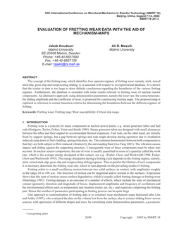 Evaluation of Fretting Wear Data with the Aid of Mechanism-Maps