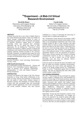 A Web 2.0 Virtual Research Environment