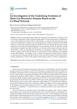 An Investigation of the Underlying Evolution of Shale Gas Research's Domain Based on the Co-Word Network