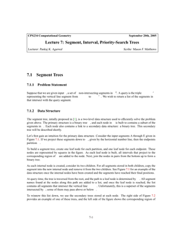 Lecture 7: Segment, Interval, Priority-Search Trees