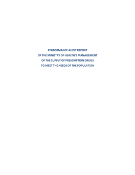 Performanceaudit Report of the Ministry Ofhealth