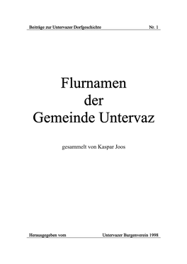 Flurnamen Der Gemeinde Untervaz