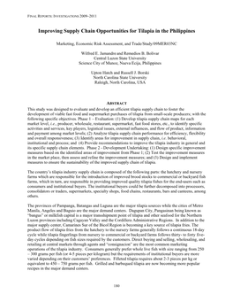 Improving Supply Chain Opportunities for Tilapia in the Philippines