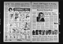 Nixon^S GOP Support Is Eroding Klassen Says He May Ask for Warranty Deeds Ministration Office for Registration and to the Guidance Of­ Building