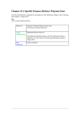 Chapter 21.1 Specific Purpose (Defence Wigram) Zone