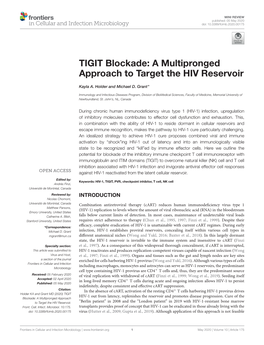 TIGIT Blockade: a Multipronged Approach to Target the HIV Reservoir