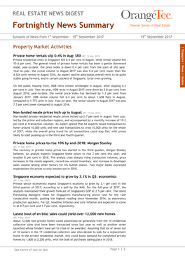 Fortnightly News Summary Keener Sense of Real Estate
