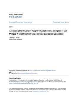 Assessing the Drivers of Adaptive Radiation in a Complex of Gall Midges: a Multitrophic Perspective on Ecological Speciation