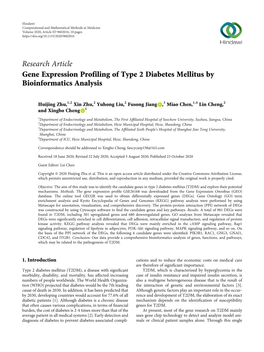 Gene Expression Profiling of Type 2 Diabetes Mellitus by Bioinformatics Analysis