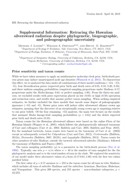 Retracing the Hawaiian Silversword Radiation Despite Phylogenetic, Biogeographic, and Paleogeographic Uncertainty