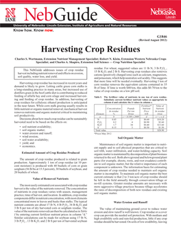 Harvesting Crop Residues