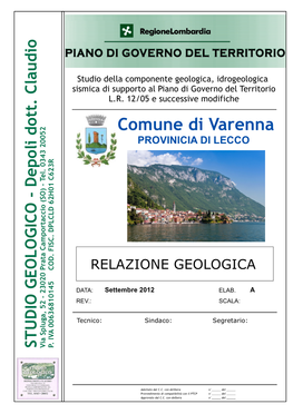 Relazione Geologica PGT Con Copertina