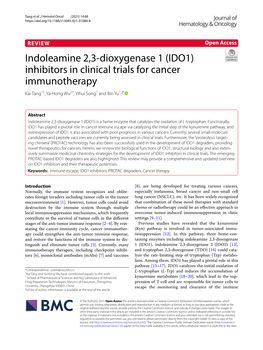 Indoleamine 2,3-Dioxygenase 1 (IDO1) Inhibitors in Clinical Trials For