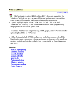 < Prev | Next > Editplus Is a Text Editor, HTML Editor, PHP Editor And