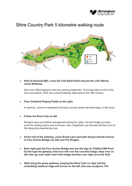 Download: Shire Country Park 5 Kilometre Walking Route