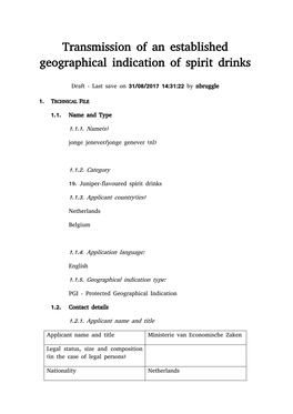 Transmission of an Established Geographical Indication of Spirit Drinks