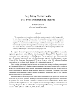 Regulatory Capture in the U.S. Petroleum Refining Industry