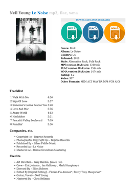 Neil Young Le Noise Mp3, Flac, Wma