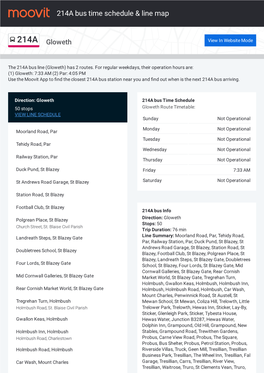 214A Bus Time Schedule & Line Route