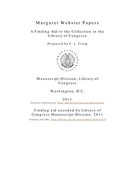 Margaret Webster Papers