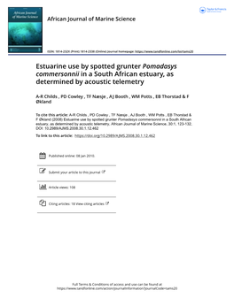 Estuarine Use by Spotted Grunter <I>Pomadasys Commersonnii</I> In