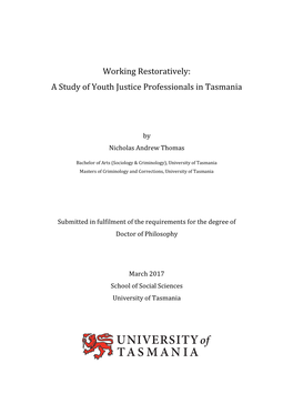 Working Restoratively: a Study of Youth Justice Professionals in Tasmania