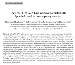 The 1783–1785 A.D. Laki-Grímsvötn Eruptions II: Appraisal Based on Contemporary Accounts