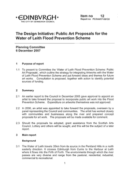 Public Art Proposals for the Water of Leith Flood Prevention Scheme