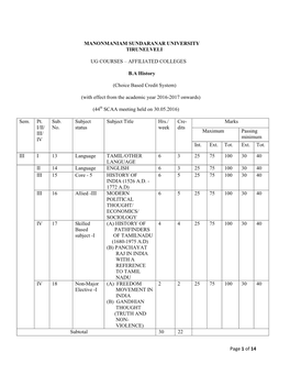 AFFILIATED COLLEGES BA History (Choice Based