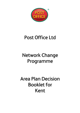 Post Office Ltd Network Change Programme Area Plan Decision