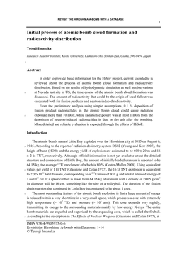 Initial Process of Atomic Bomb Cloud Formation and Radioactivity Distribution