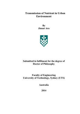 Transmission of Nutrient in Urban Environment