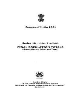 Final Population Totals, Series-10, Uttar Pradesh