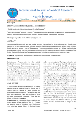 Subcutaneous Phycomycosis: a Case Report