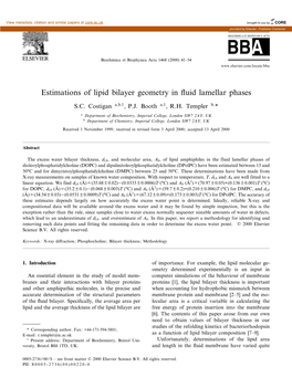 Estimations of Lipid Bilayer Geometry in £Uid Lamellar Phases