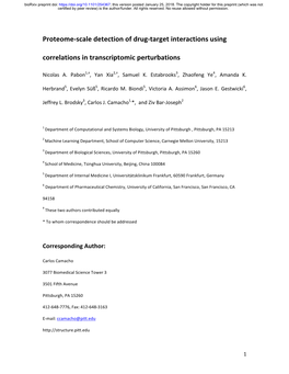 Proteome-Scale Detection of Drug-Target Interactions Using Correlations in Transcriptomic Perturbations