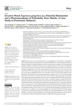 Invasive Weed Asystasia Gangetica As a Potential Biomonitor and a Phytoremediator of Potentially Toxic Metals: a Case Study in Peninsular Malaysia