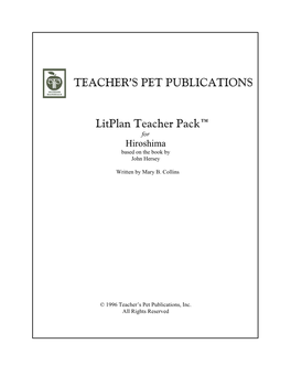 TEACHER's PET PUBLICATIONS Litplan Teacher Pack™