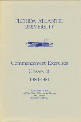 Commencement Exercises Classes of 1980-1981