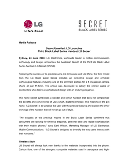 LG Launches Third Black Label Series Handset LG Secret