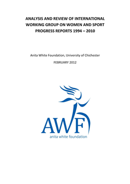 Analysis and Review of International Working Group on Women and Sport Progress Reports 1994 – 2010